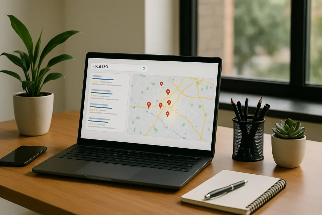 Showing local SEO map with pins