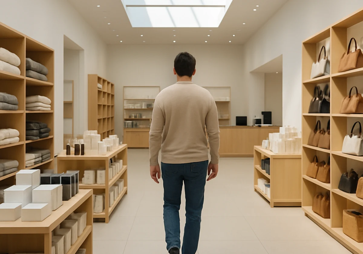 Shopper walking through a clean